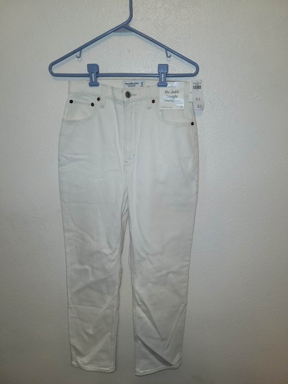 Abercrombie & Fitch The Ankle Straight Ultra High Rise Jeans Cream Denim 27
